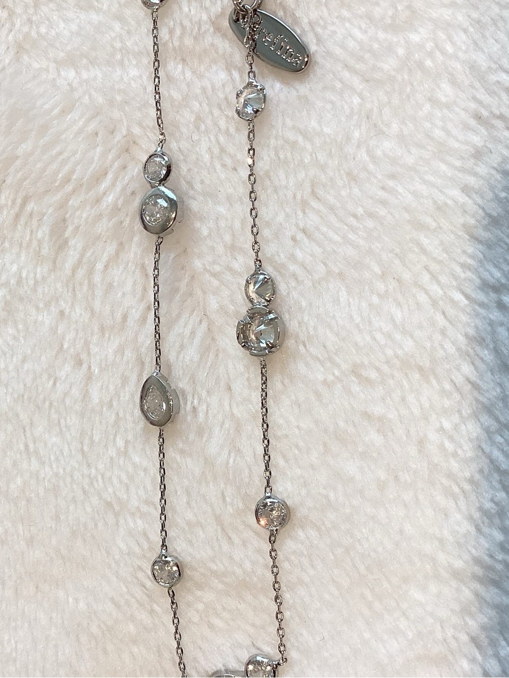 Anthropologie 14KT Gold Plated Bracelet Mixed Crystal Delicate New White Gold - Picture 6 of 9